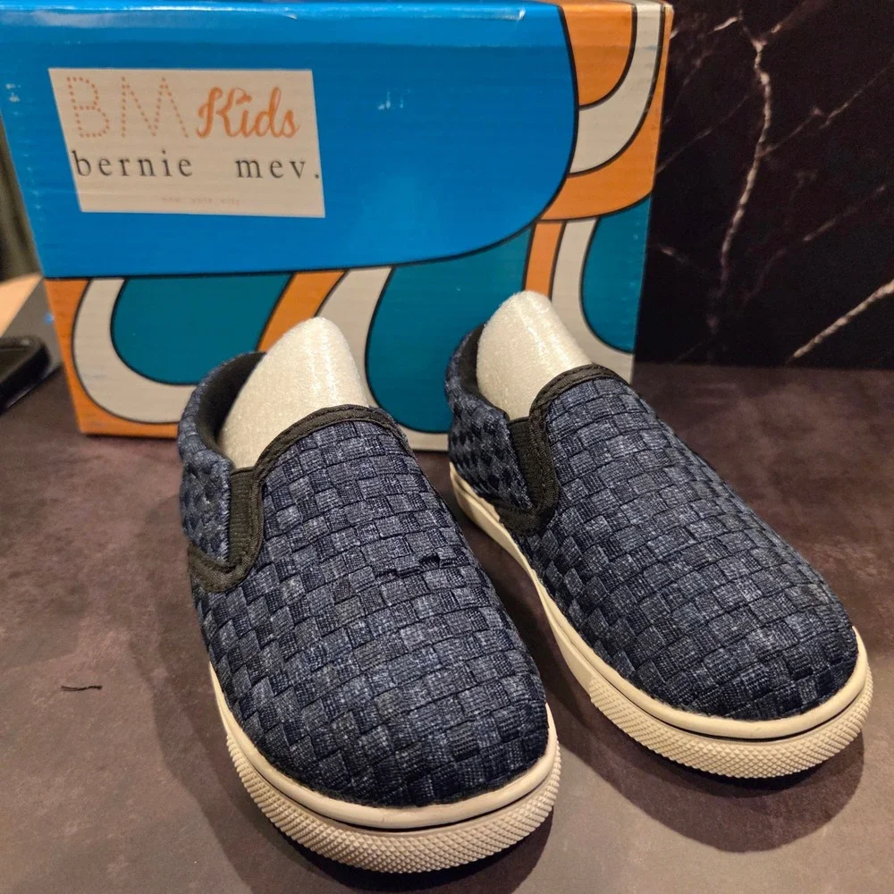 Bernie Mev‎ Slip On Sneakers Kids 22 Blue Woven Elastic Comfort Casual Shoes